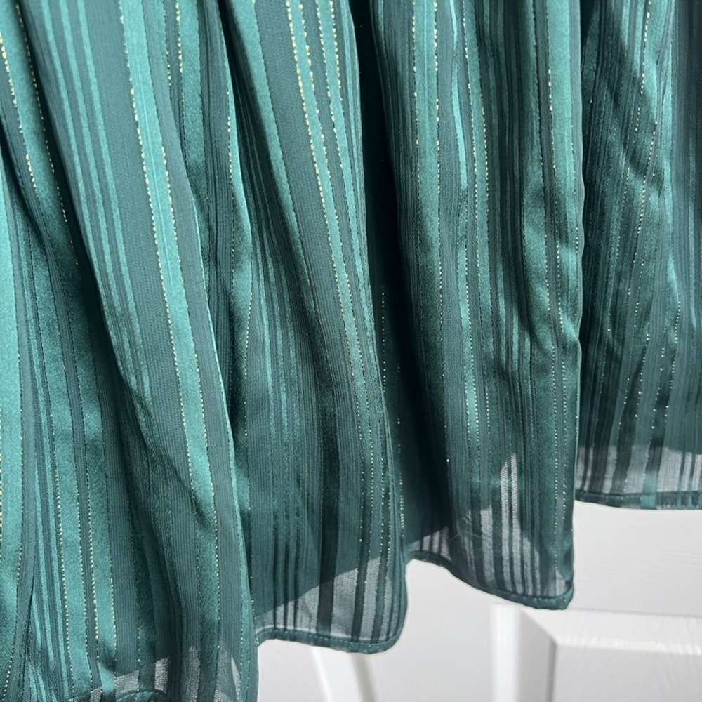 Cat &‎ Jack Girls' Dress Green Metallic Stripe Puff Sleeve Party Size 4T - Picture 4 of 8